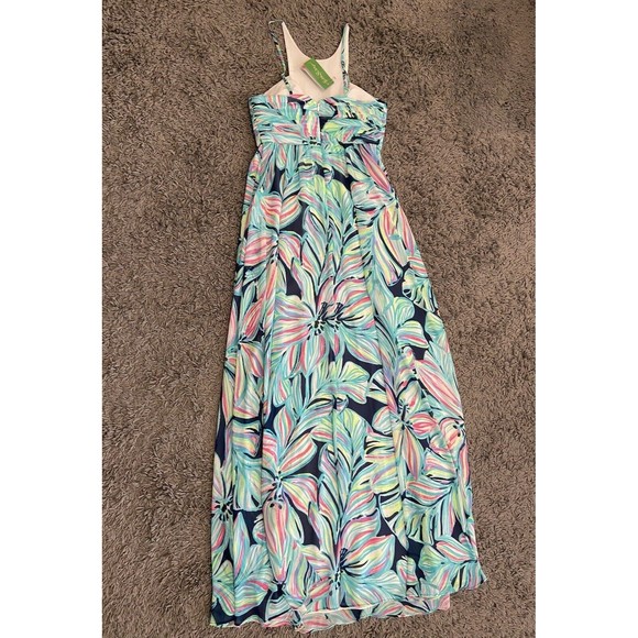 Lilly Pulitzer NEW Lannette High Tide Dancing Lady Gold Beads Maxi Dress 2 $368 - Picture 15 of 16